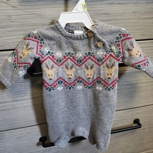 Carter's Gray Reindeer Pattern Knit Baby Sweater